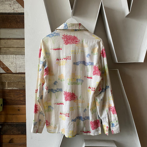 60's Sheer Floral Shirt - XL