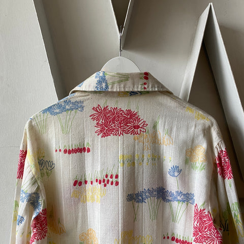 60's Sheer Floral Shirt - XL
