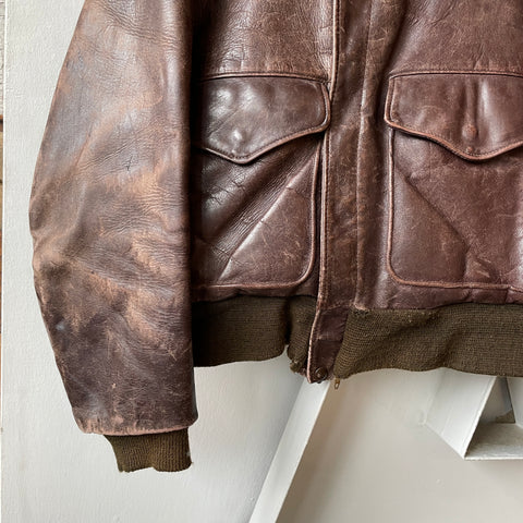 60’s Leather Bomber Jacket - Small