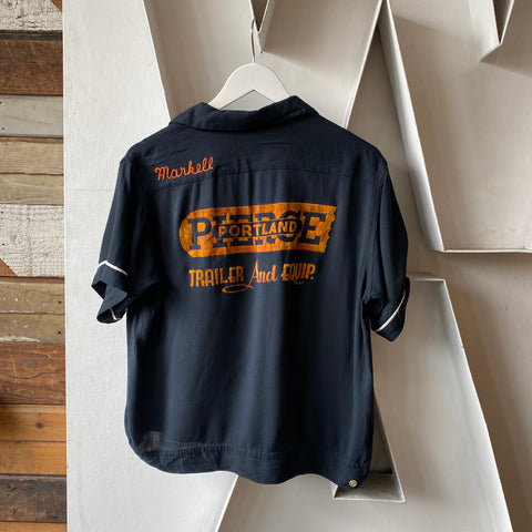 60's Trailer Park Rayon Bowling Shirt - Medium