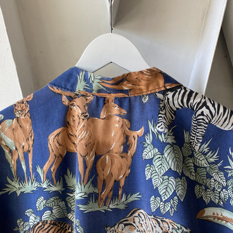90's Animal Pattern Button Up - Medium