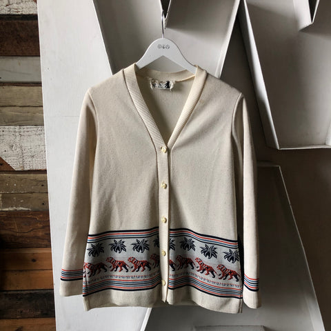 70’s Tiger Knit Cardigan - Medium