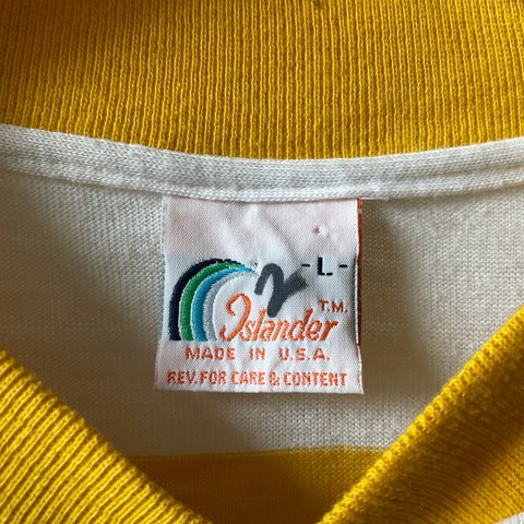 80’s Striped Short Sleeve Henley - Large