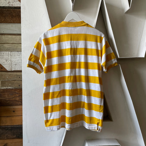 80’s Striped Short Sleeve Henley - Large
