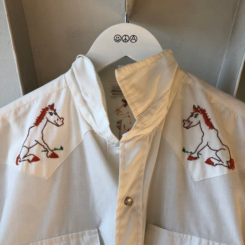 70's Embroidered Western Shirt - Large