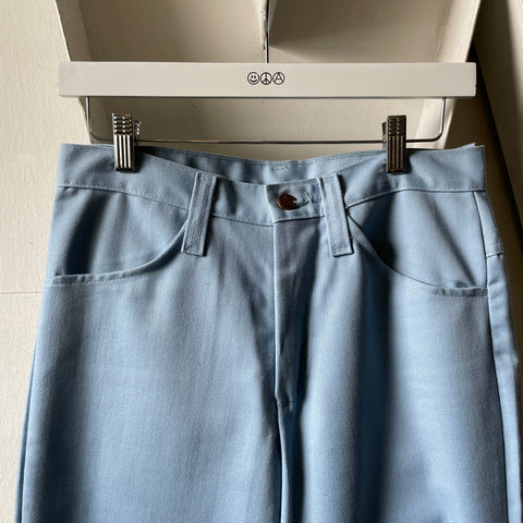 70’s Powder Blue Poly Flares - 29” x 30”