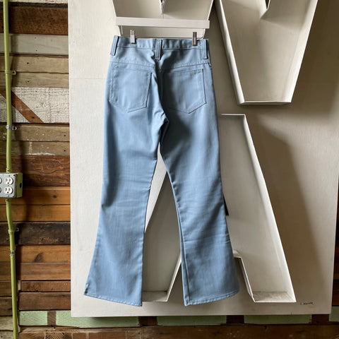70’s Powder Blue Poly Flares - 29” x 30”
