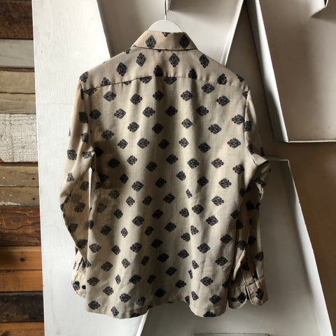 70’s Sheer Argyle Patterned Button-Up Shirt - Medium