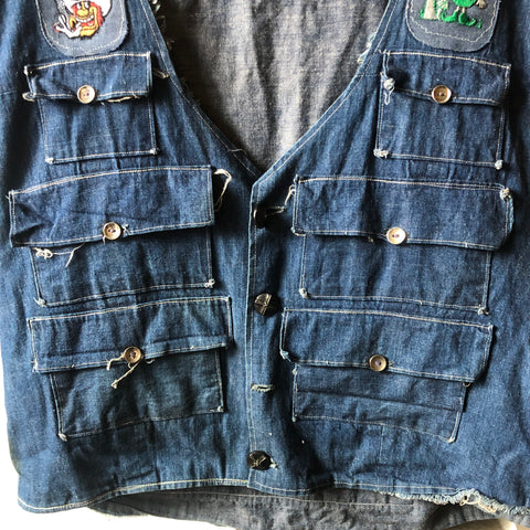 50’s Home Brew Selvedge Denim Fishing Vest - Large