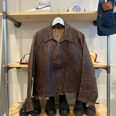 50’s Worn Leather Jacket - Large