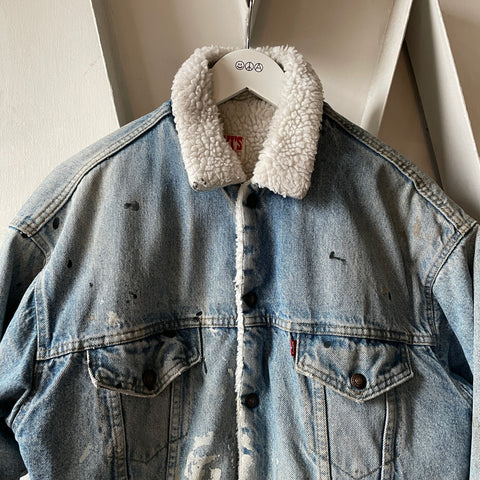 80’s Paint Splattered Levi’s Sherpa - Medium