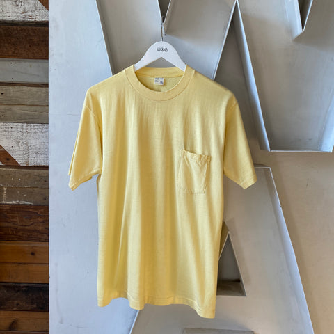 80’s Towncraft Faded Lemon Pocket Tee - Large