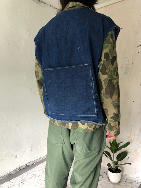 50’s Home Brew Selvedge Denim Fishing Vest - Large