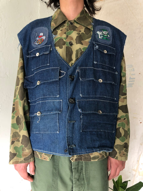 50’s Home Brew Selvedge Denim Fishing Vest - Large