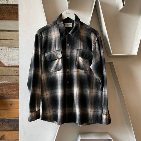 70’s JC Penney Shadow Plaid Loop Collar - Large