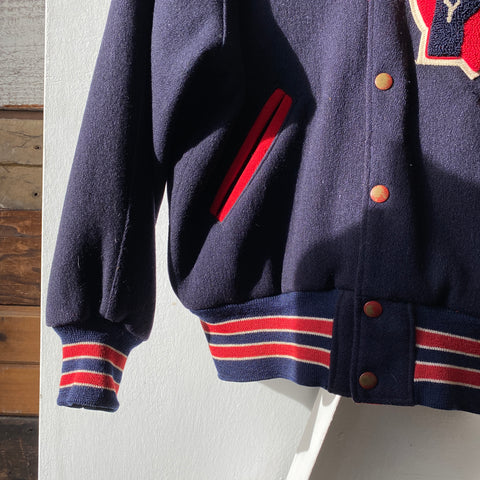50's Reversible Wool & Satin Varsity Jacket - Medium