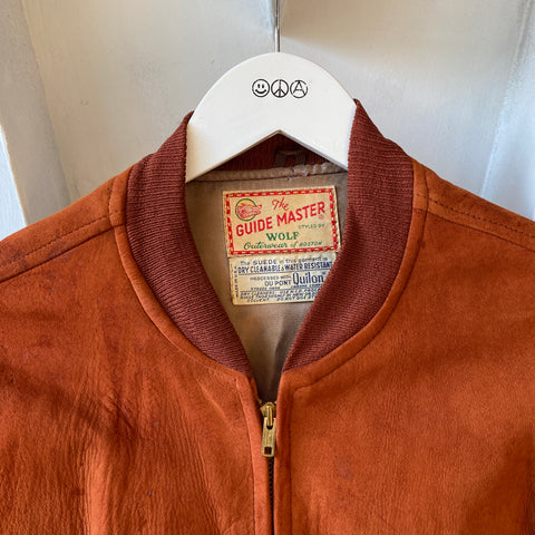 60's Suede Leather Bomber Jacket - Medium