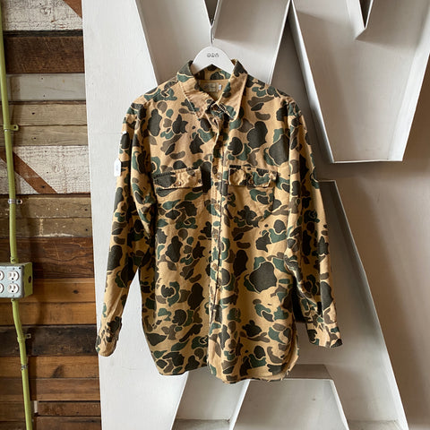 70's LL Bean Duck Camo Chamois Shirt - XL