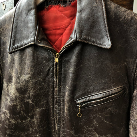 50's Brown Leather Jacket - Medium