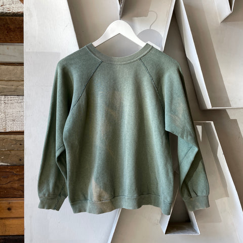 60’s Faded Green Raglan Sweatshirt - Small