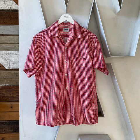 50’s Gingham Check Short Sleeve Shirt - Large