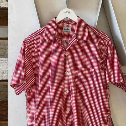 50’s Gingham Check Short Sleeve Shirt - Large