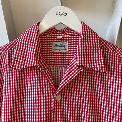 50’s Gingham Check Short Sleeve Shirt - Large