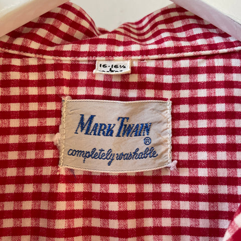 50’s Gingham Check Short Sleeve Shirt - Large