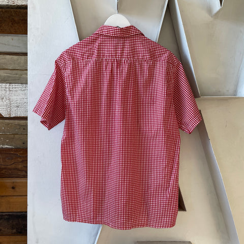 50’s Gingham Check Short Sleeve Shirt - Large