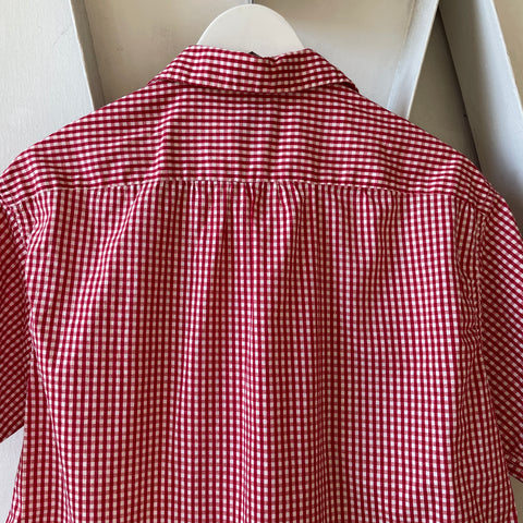50’s Gingham Check Short Sleeve Shirt - Large