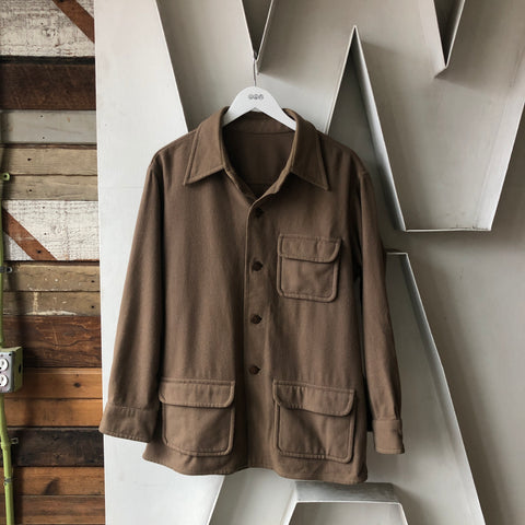 70's Brown Wool Button Up - Large