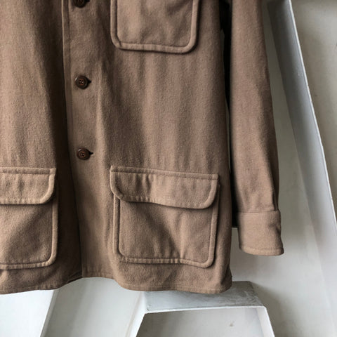 70's Brown Wool Button Up - Large