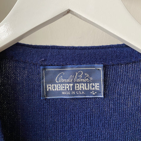 70’s Navy Blue Cardigan - Large