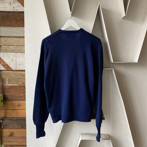70’s Navy Blue Cardigan - Large