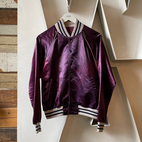 70’s Ernie Ball Embroidered Satin Bomber Jacket - Medium