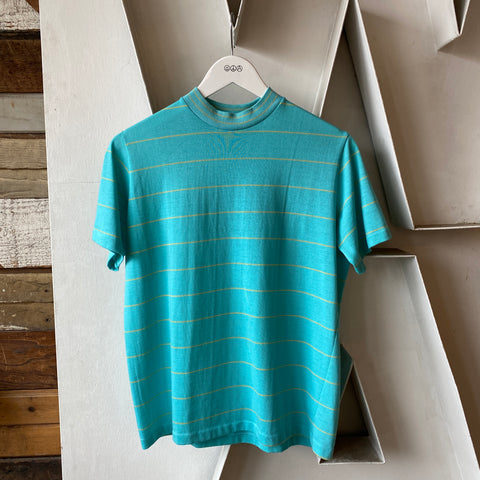 70’s Mock Neck Stripe Tee - Small/Med