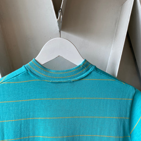 70’s Mock Neck Stripe Tee - Small/Med