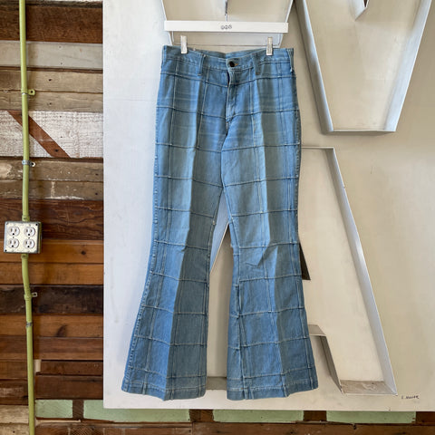 70’s Patchwork Denim Brittania Flared Pants - 30” x 30”