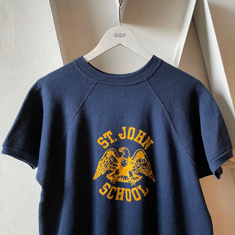 60's Flock Print Short Sleeve Sweatshirt - Medium