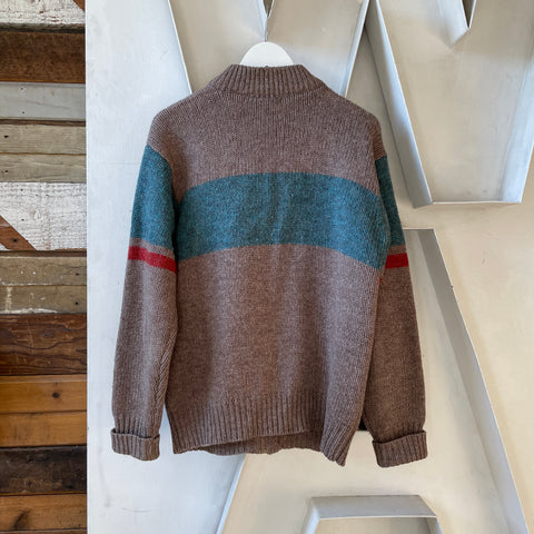 80’s Shetland Wool Zip Sweater - Large