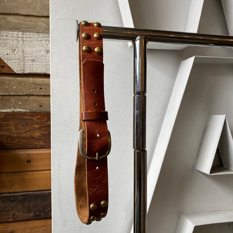 60's Brown Studded Belt - 26"-28"