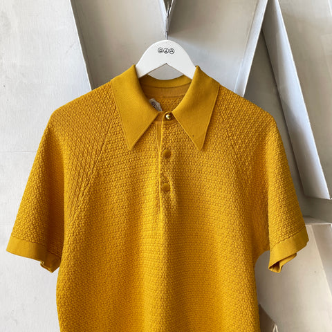 60’s Donegal Textured Knit Polo - Large