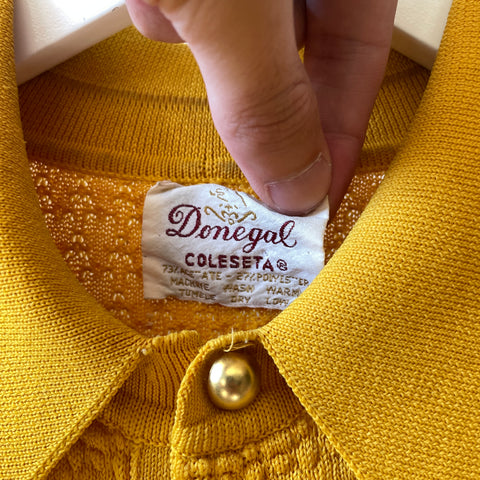 60’s Donegal Textured Knit Polo - Large