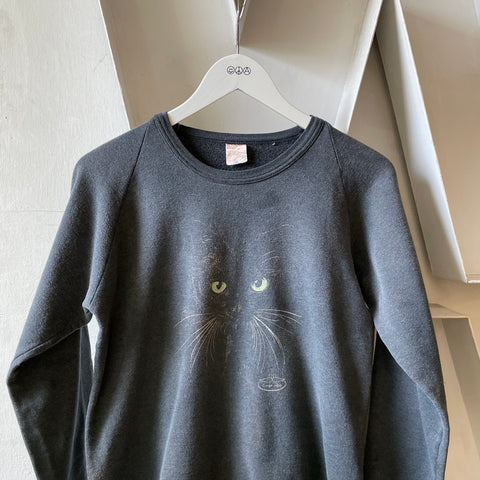 80’s Faded Black Cat Sweatshirt - Small