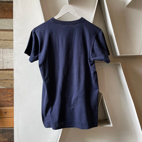 70’s Flock Print French Navy Tee - Small