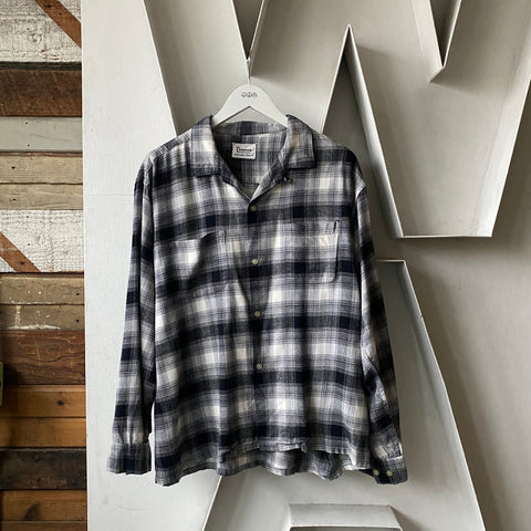 60’s Campus Rayon Blend Flannel Button-Up - XL