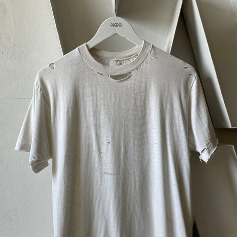 70’s Thrashed Blank White Tee - Medium