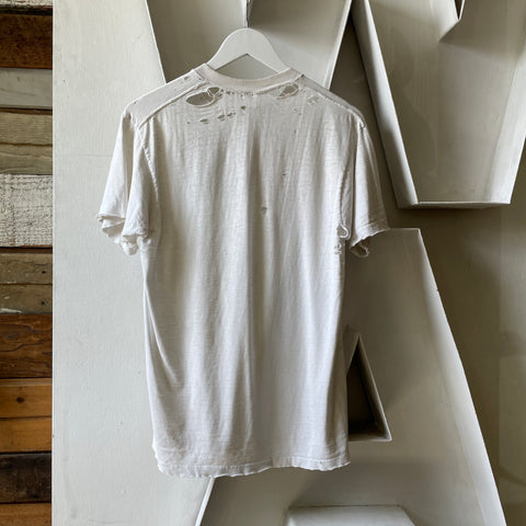 70’s Thrashed Blank White Tee - Medium