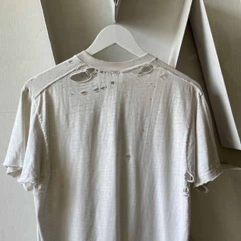 70’s Thrashed Blank White Tee - Medium