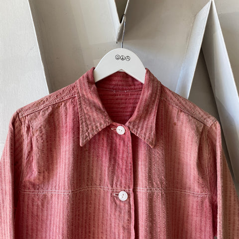 60's Seersucker Chore Coat - Medium